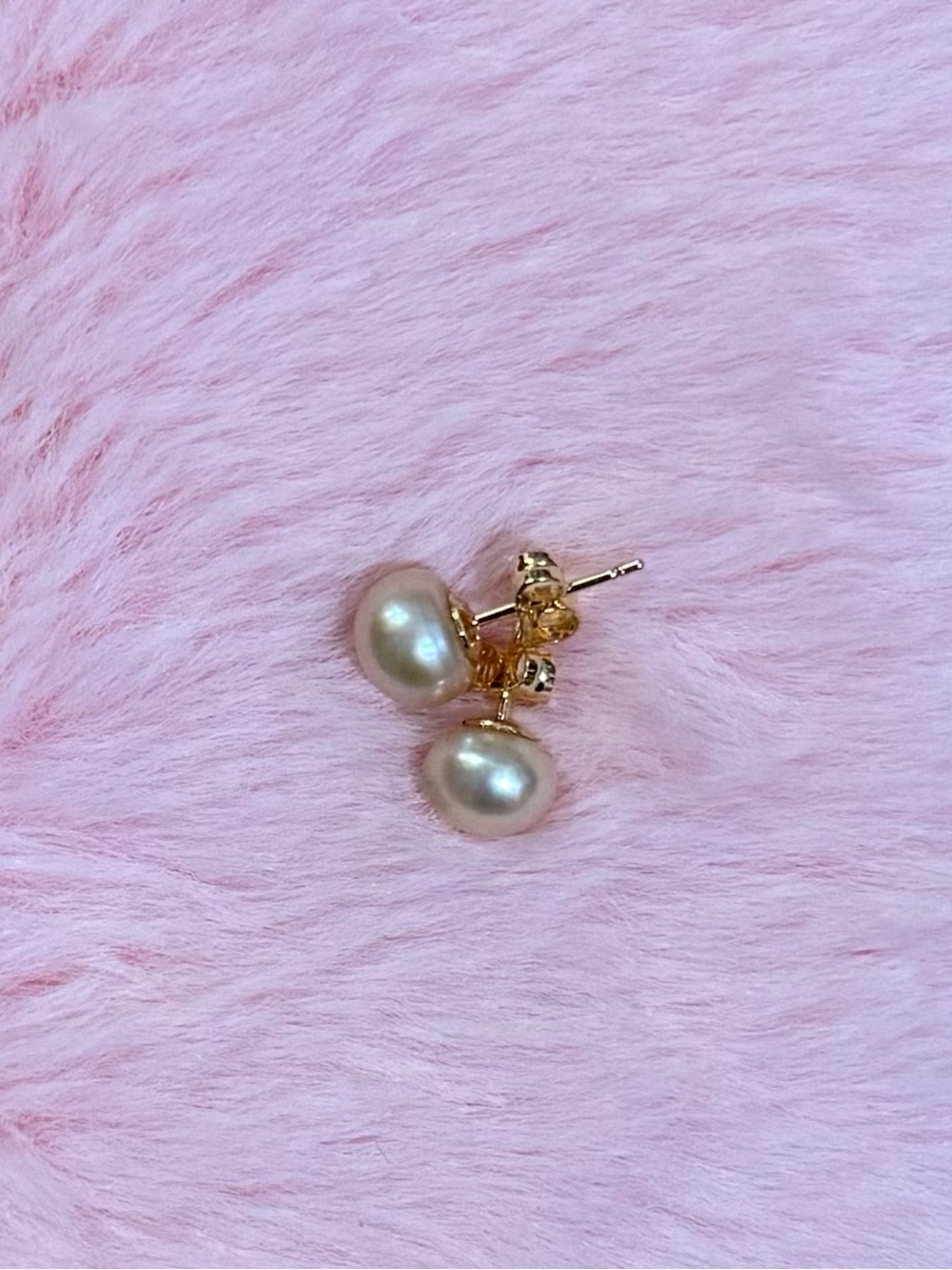 7-8 mm 14K Gold Plated Natural Pink South Sea Pearl Stud Earring